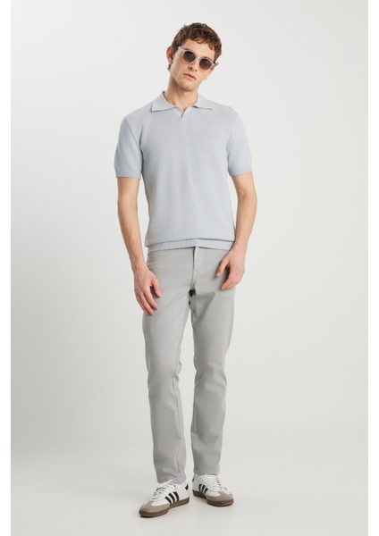 Relaxed Fit Geniş Kesim Açık Gri Polo Yaka Tişört modelleri