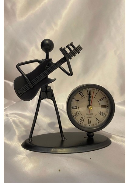 Müzisyen Metal Saat El Yapımı Büro Masa Saat Biblo Gitar 01 fiyatları