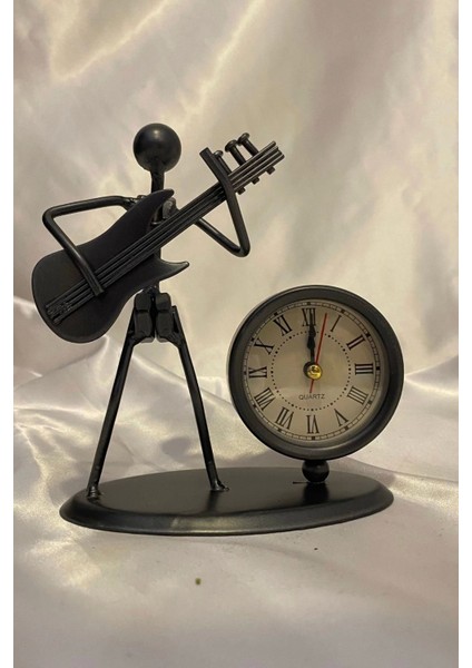 Müzisyen Metal Saat El Yapımı Büro Masa Saat Biblo Gitar 01 fırsatları