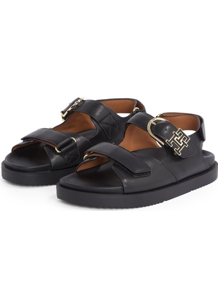 Deri Siyah Kadın Sandalet FW0FW08799 modelleri