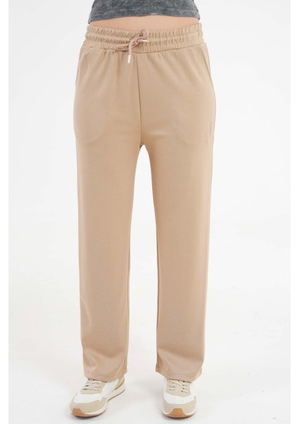 Vizon Yüksek Bel Beli Lastikli Bağcıklı Wide Leg Basic Eşofman Alt fırsatları