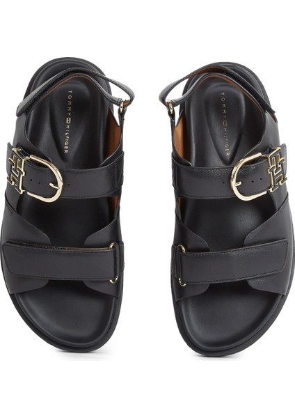 Deri Siyah Kadın Sandalet FW0FW08799 fırsatları