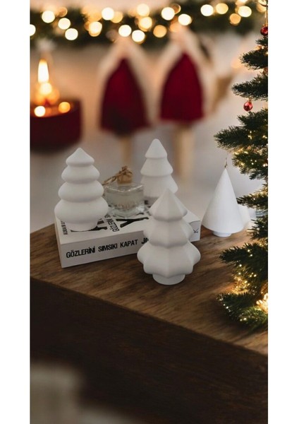 Çam Ağacı 12 cm Yeni Yıl Ağacı Noel Ağacı Kendin Boya Renklendir 4'lü Set Biblo