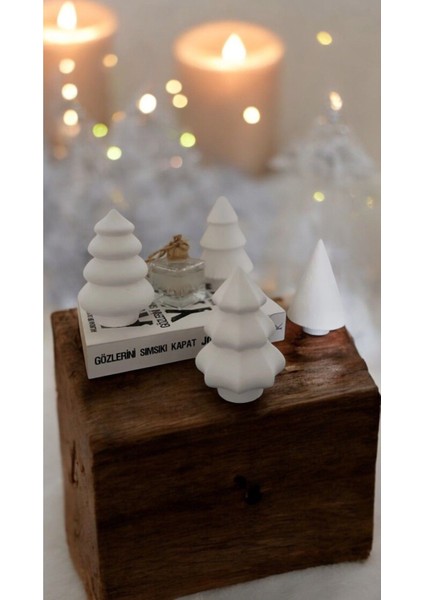 Çam Ağacı 12 cm Yeni Yıl Ağacı Noel Ağacı Kendin Boya Renklendir 4'lü Set Biblo modelleri