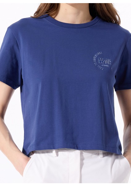 Bisiklet Yaka Baskılı Lacivert Kadın T-Shirt J5SL-TST7886 fırsatları