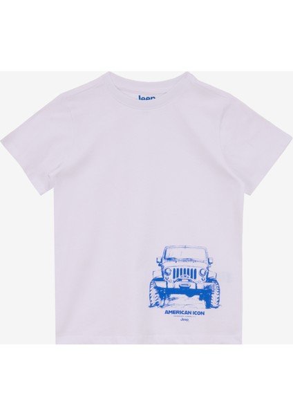 Baskılı Beyaz Erkek Çocuk T-Shirt J5SB-TST7762