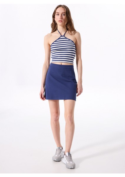 Halter Yaka Çizgili Lacivert Kadın T-Shirt J5SL-TST7063 fiyatları