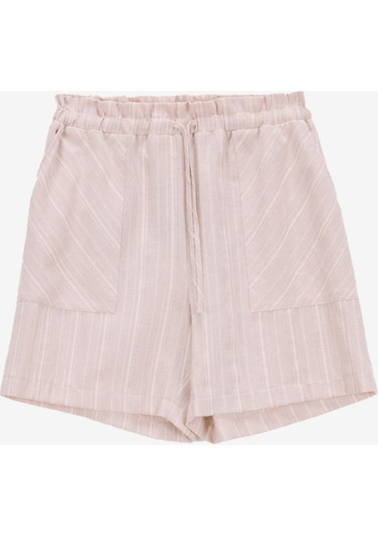 Standart Bel Relaxed Bej Kadın Şort F5SL-SHT0027