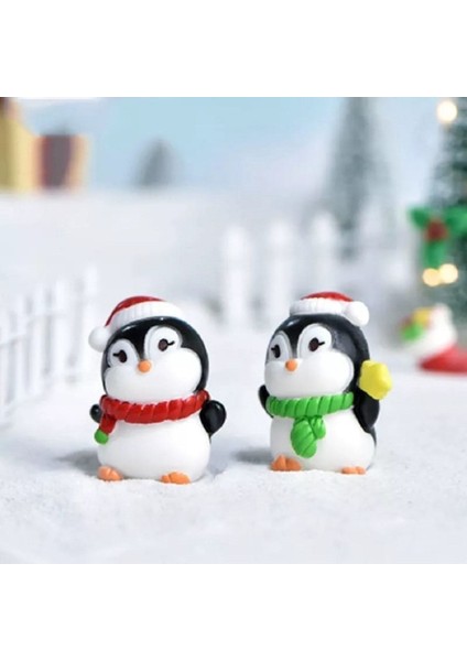 2'li Penguen Saksı Süsü Teraryum Obje Teraryum Süsleri Minyatür Obje Teraryum Malzemeleri