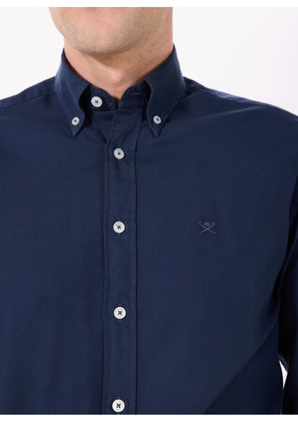 Slim Fit Gömlek Yaka Lacivert Erkek Gömlek HM3010028 fırsatları