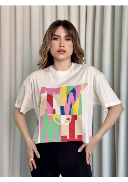 Baskılı Crop Tişört