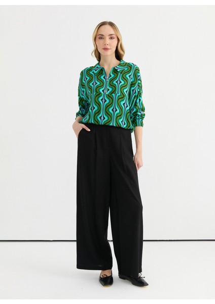 Normal Bel Standart Siyah Kadın Pantolon 25YSL5356
