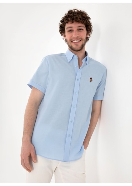 Regular Fit Gömlek Yaka Mavi Erkek Gömlek Elfygl