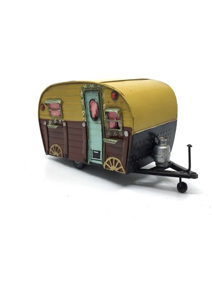 Retro Metal Çekme Karavan Maketi / Retro Dekorasyon / Masa Üstü Dekoratif Objeler