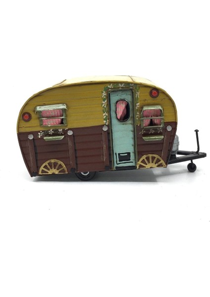 Retro Metal Çekme Karavan Maketi / Retro Dekorasyon / Masa Üstü Dekoratif Objeler