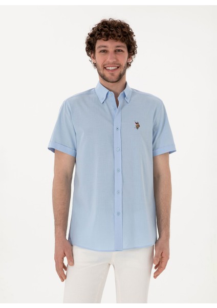 Regular Fit Gömlek Yaka Mavi Erkek Gömlek Elfygl