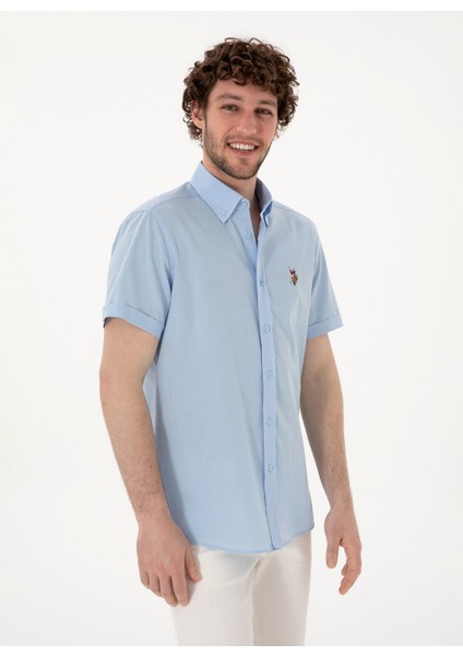 Regular Fit Gömlek Yaka Mavi Erkek Gömlek Elfygl fırsatları