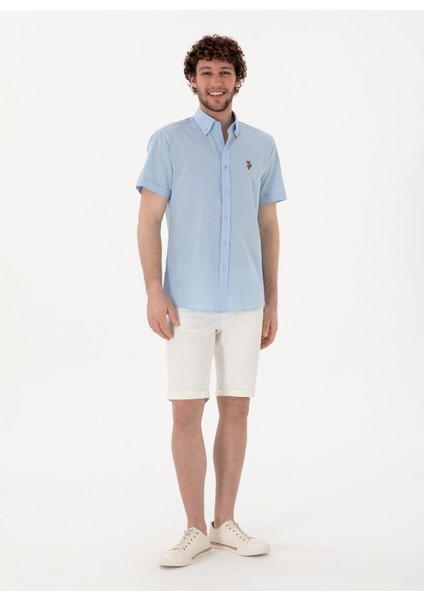 Regular Fit Gömlek Yaka Mavi Erkek Gömlek Elfygl indirimleri