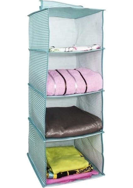 Dolap Içi Düzenleyici Katlanabilir Çok Amaçlı 4 Bölmeli Çizgili Bez Organizer (Siyah) modelleri
