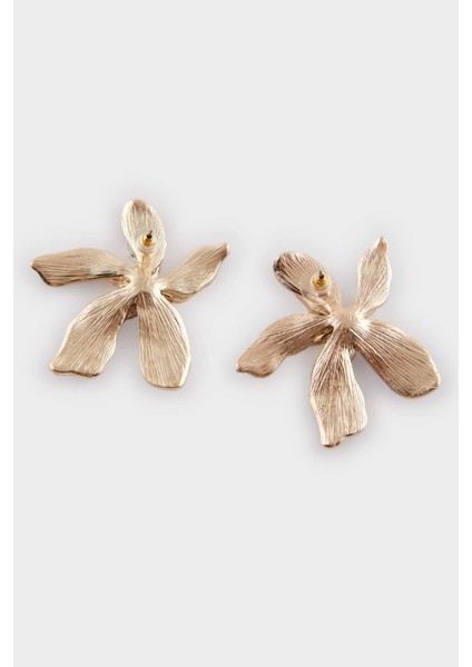 Kadın Mavi Çiçek Motifli Gold Küpe E8029AXNS modelleri