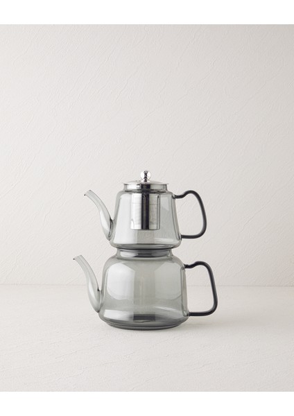 Odin Borosilikat Cam Çaydanlık 600-1200 ml Gri