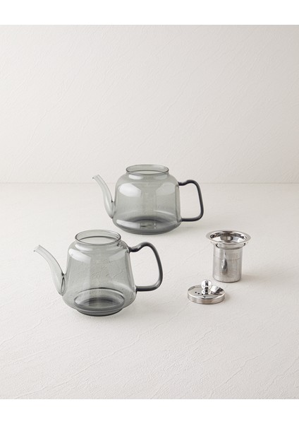Odin Borosilikat Cam Çaydanlık 600-1200 ml Gri