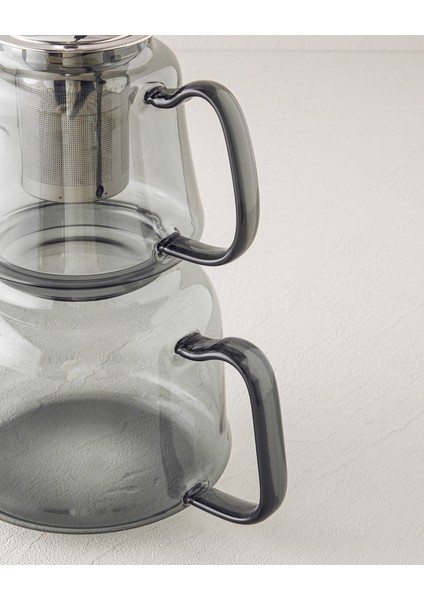 Odin Borosilikat Cam Çaydanlık 600-1200 ml Gri