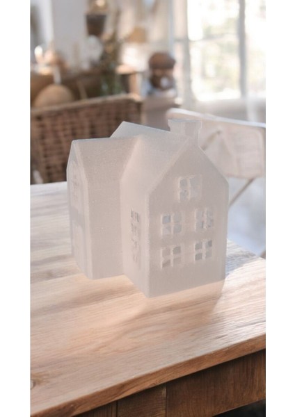 Alev Efektli LED Mum Işıklı Mini Köşk Ev Dekoratif Biblo modelleri