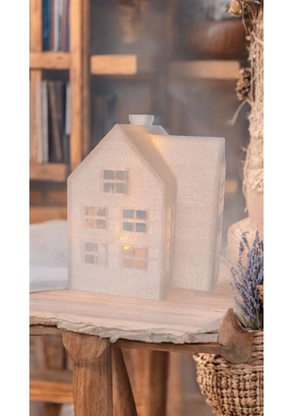 Alev Efektli LED Mum Işıklı Mini Köşk Ev Dekoratif Biblo fırsatları