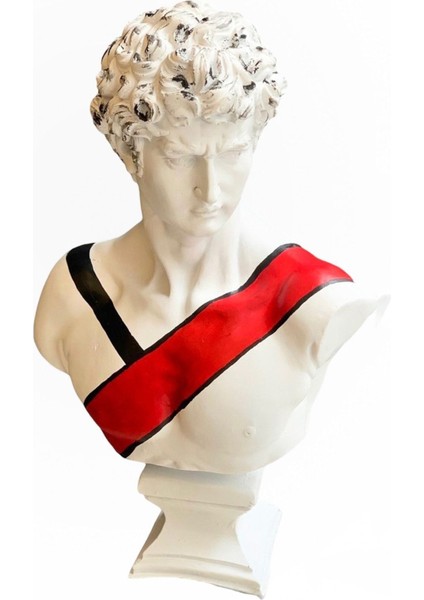 - David/davut Kaideli Beyaz Çizgili Pop-Art Polyester Obje Heykel