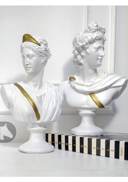 Dekoratif Antik Apollo Diana Heykel Seti (2 Parça)