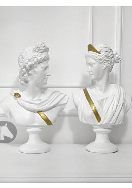 Dekoratif Antik Apollo Diana Heykel Seti (2 Parça) modelleri