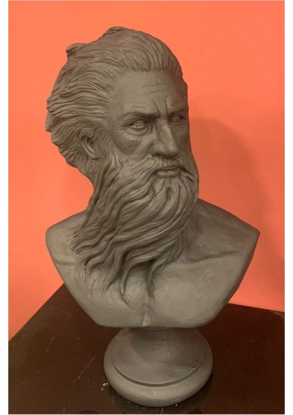 Siyah Poseidon Biblo Büst Heykel