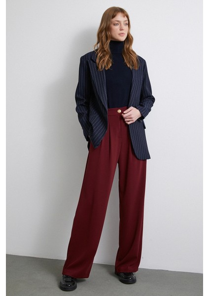 Geniş Paça Pantolon Bordo