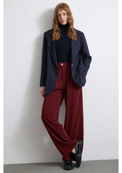 Geniş Paça Pantolon Bordo