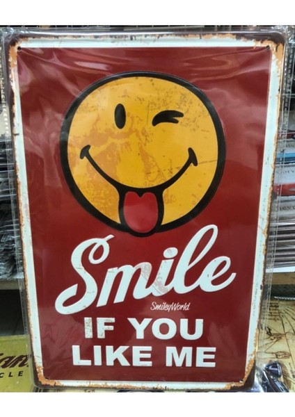 Retro Eskitme Smile Metal Kabartılmış Ev Ofis Dekor Masa Süsü