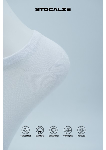 Bambu Erkek Dikişsiz Kısa Patik Çorap. Terletmez 6'lı Kutulu Siyah Beyaz Görünmez Sneaker Çorap.