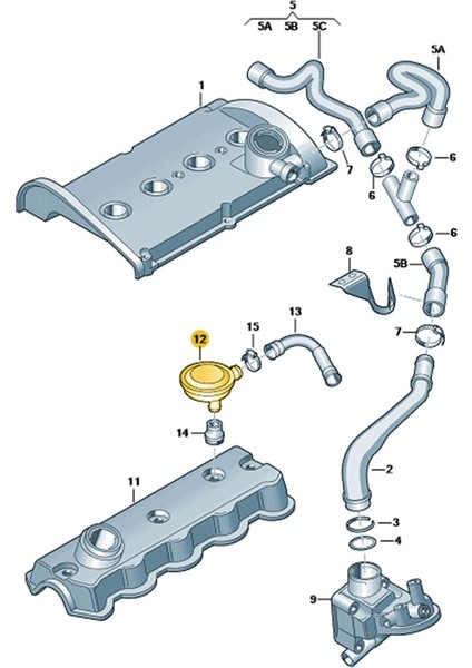 Vw Golf 1998-2004 1.9tdi Külbütör Üst Kapak Ayar Valfi 028129101E modelleri