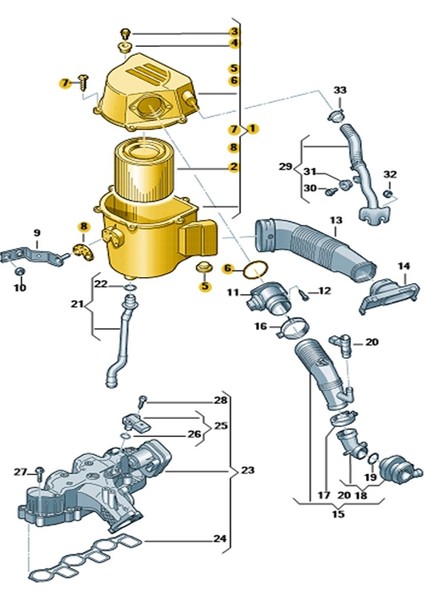 Vw Polo 2010-2014 1.2tdi Cfwa Motor Hava Filtre Kutusu 6R0129607E