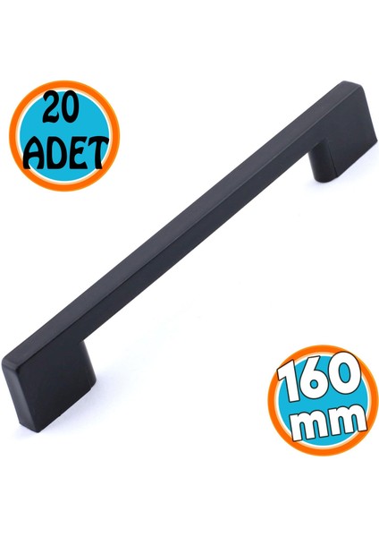 Mobilya Mutfak Dolabı Çekmece Dolap Kulpları Kapak Kulbu Siyah 160 mm Plastik Kulp 20 Adet