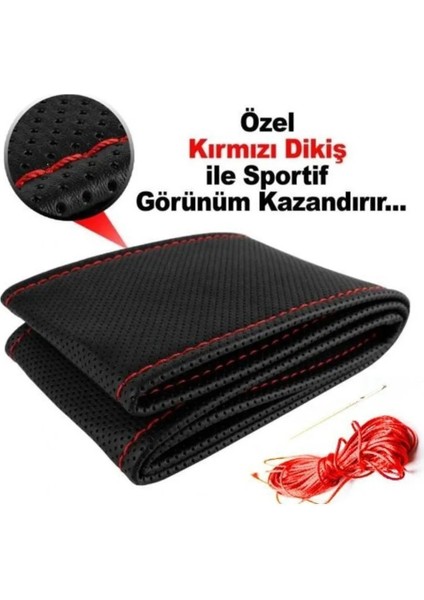 Nissan Navaradireksiyon Kılıfı Dikmeli Ultra Lüks Ithal Deri Yumuşak Doku Kırmızı Dikişli