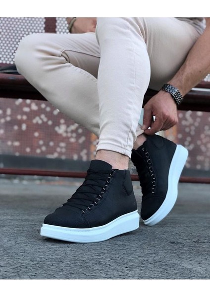 Siyah Bağcıklı Sneakers Yarım Bilek Bot