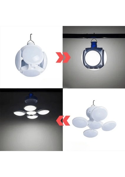 5 Led'li 3 Farklı Işık Modlu Açılıp Kapanabilir LED Kanatlı Güneş Enerjili Solar Aydınlatma Asılabilir Kamp Feneri ( Lisinya )
