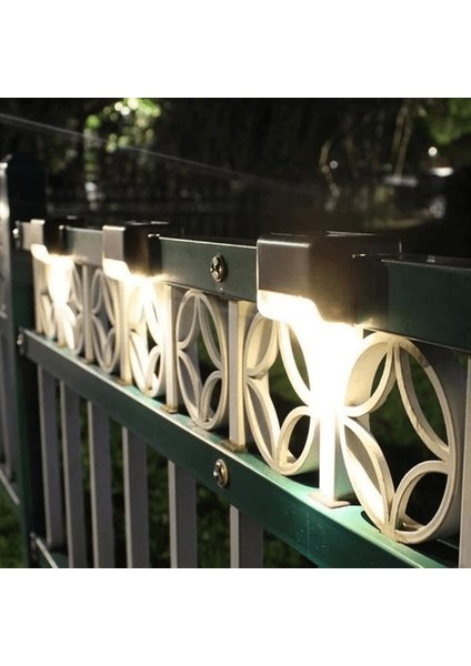 Solar Güneş Enerjili Şarj Edilen Köşebent Merdiven Veranda Bahçe Yolu LED Lamba Işık 4 Adet ( Lisinya )