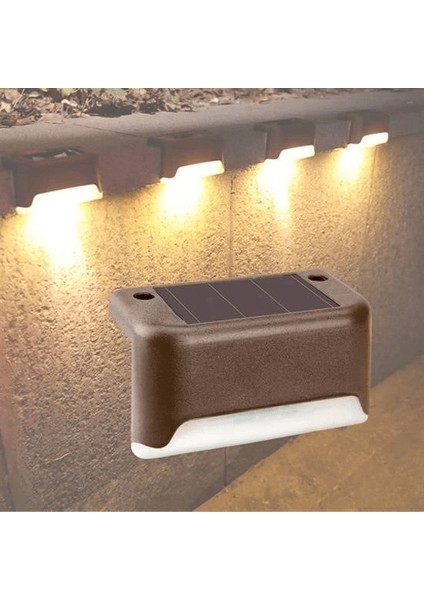 Solar Güneş Enerjili Şarj Edilen Köşebent Merdiven Veranda Bahçe Yolu LED Lamba Işık 4 Adet ( Lisinya )