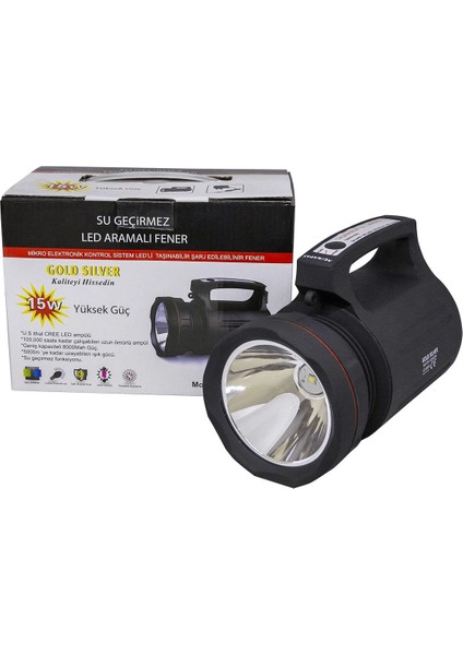 GS-8006 Parlak Ledli Taşınabilir Şarj Edilebilir El Feneri 15W ( Lisinya )