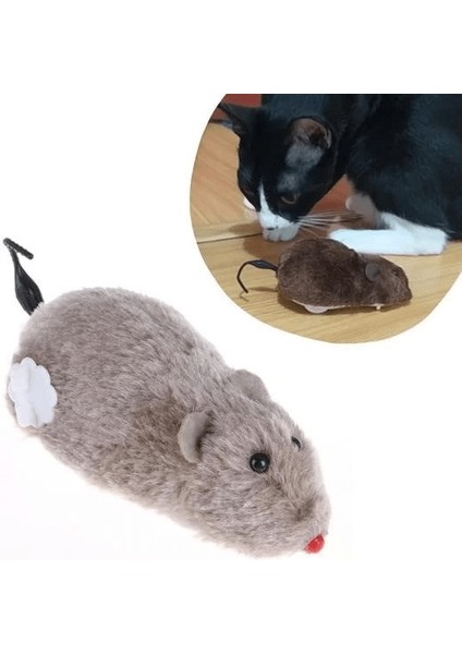 Kurmalı Kedi Eğitim Oyuncağı Tüylü Peluş Fare Yakalama Interaktif Sevimli Eğlenceli Oyuncak ( Lisinya )