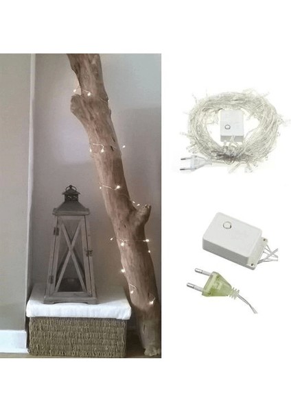 100 Ledli 8 Fonksiyonlu 10 Metre LED Aydınlatma Dekor Lambası (Beyaz) ( Lisinya )
