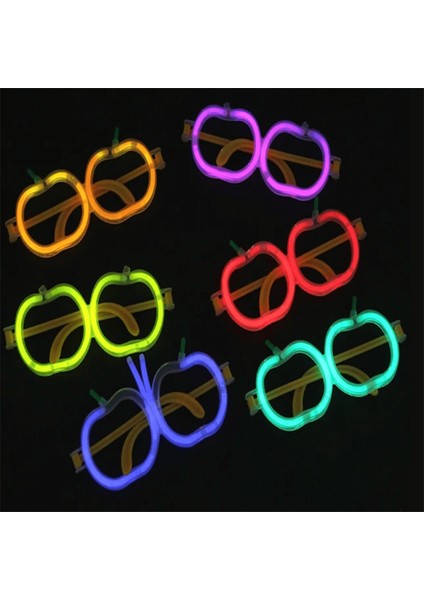 Glow Elma Gözlük - Glow Partisi Gözlüğü - Glow Stick Gözlük 12 Adet