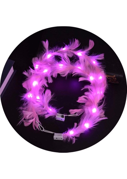 LED Işıklı Rengarenk Yanan 3 Fonksiyonlu Otrişli Parti Tacı Pembe Renk 12X12 cm fiyatları